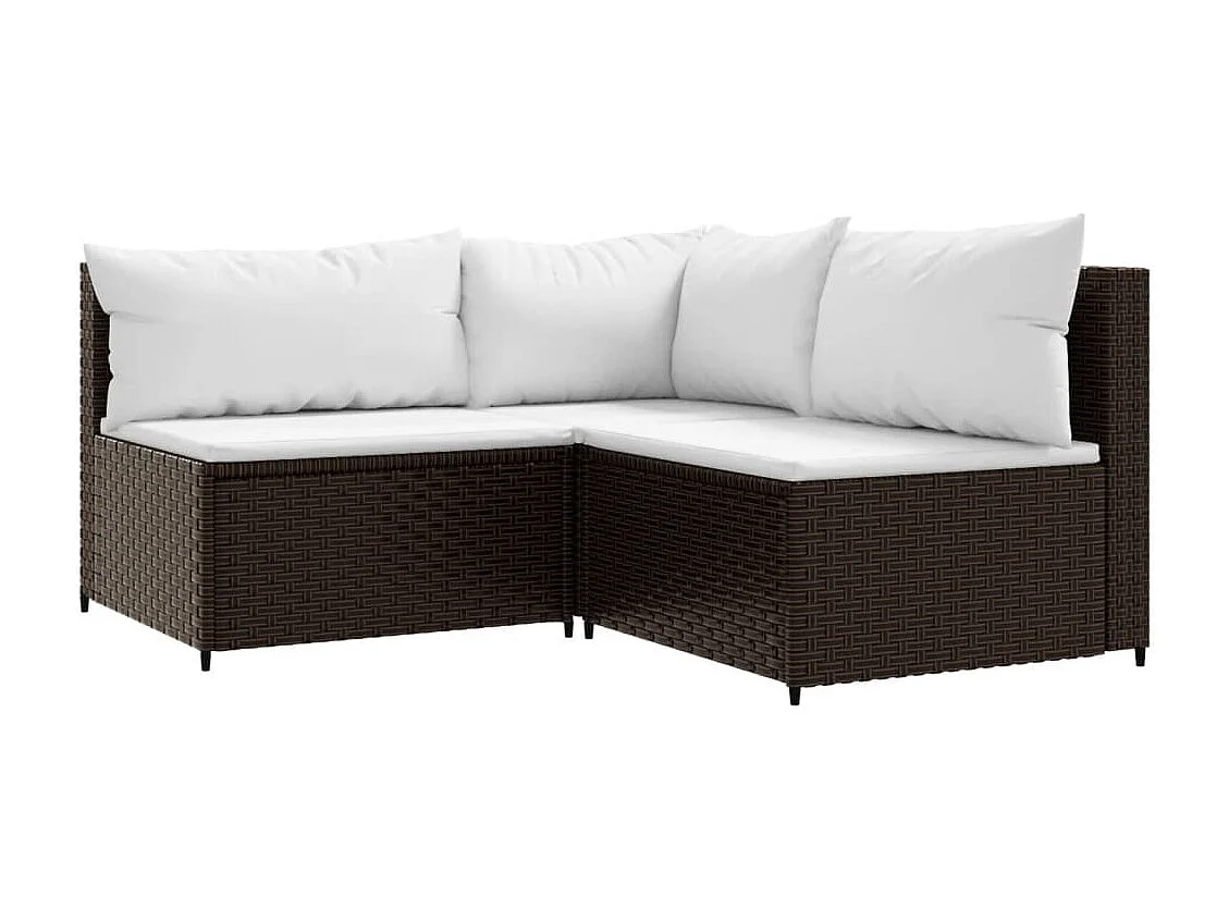 Muebles de jardín de 4 piezas con cojines marrones de mimbre de resina.