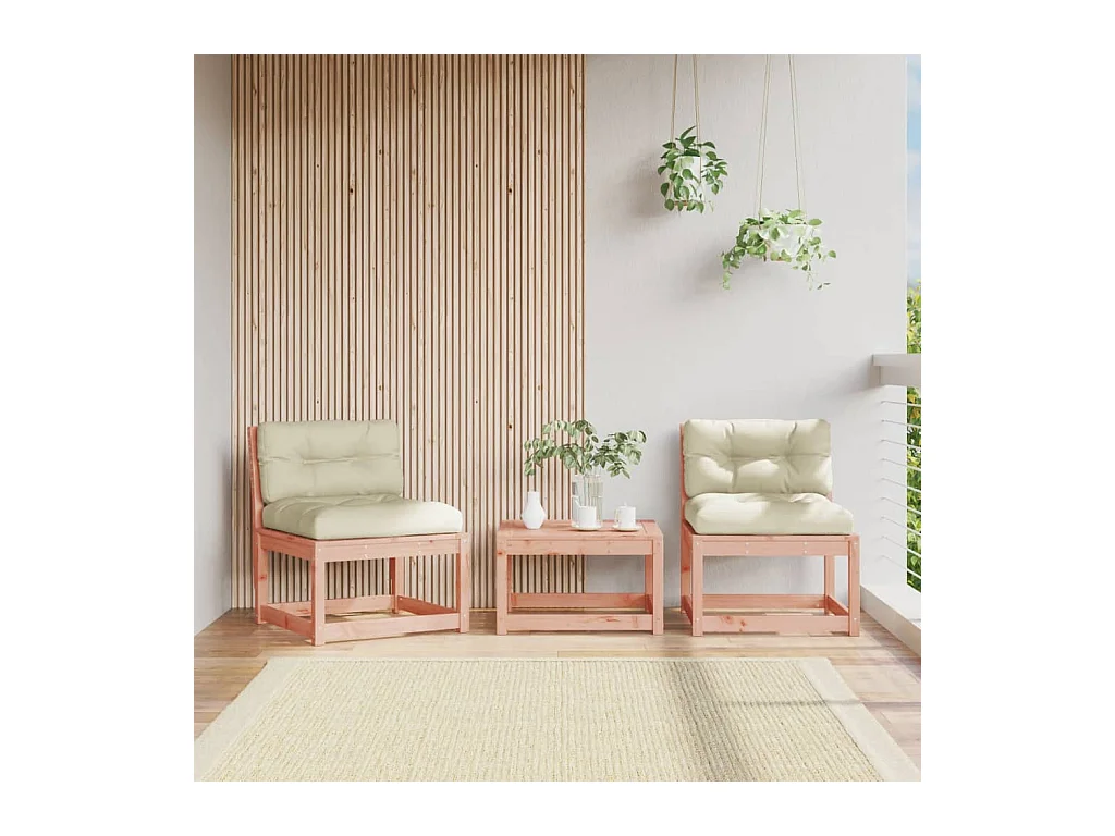 Gartensofas mit Kissen, 2 Stück, massives Douglasienholz