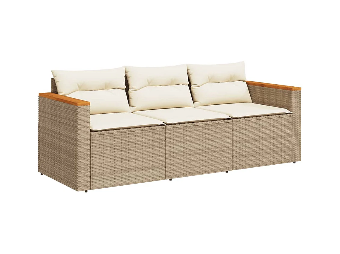 Tuinbank met 3-zits beige geweven harskussens