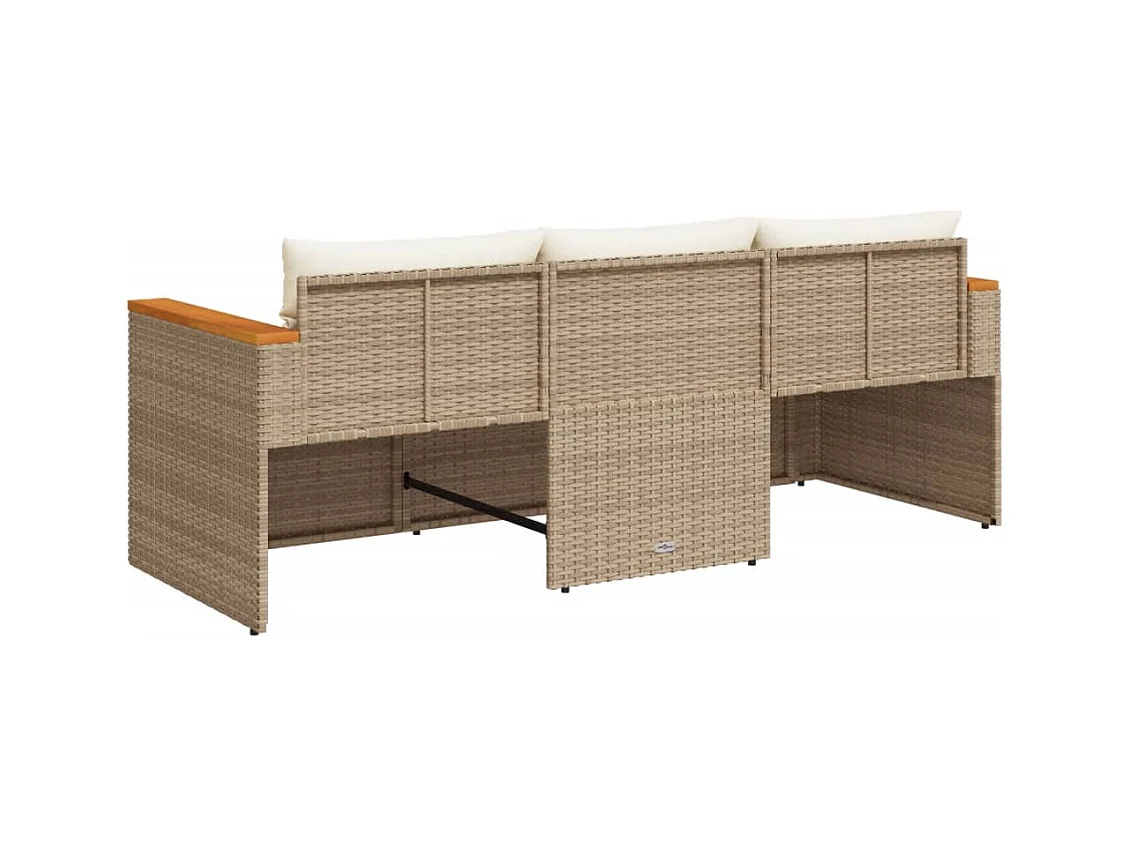 Tuinbank met 3-zits beige geweven harskussens