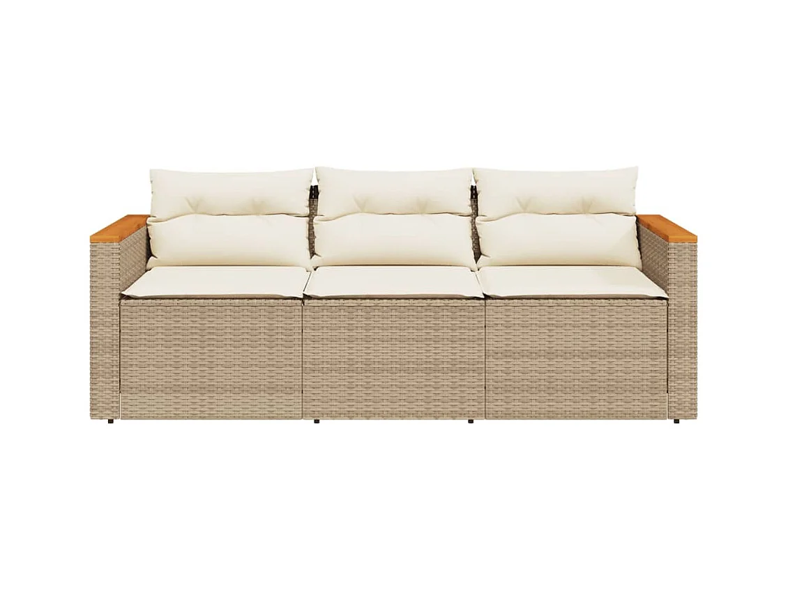 Tuinbank met 3-zits beige geweven harskussens