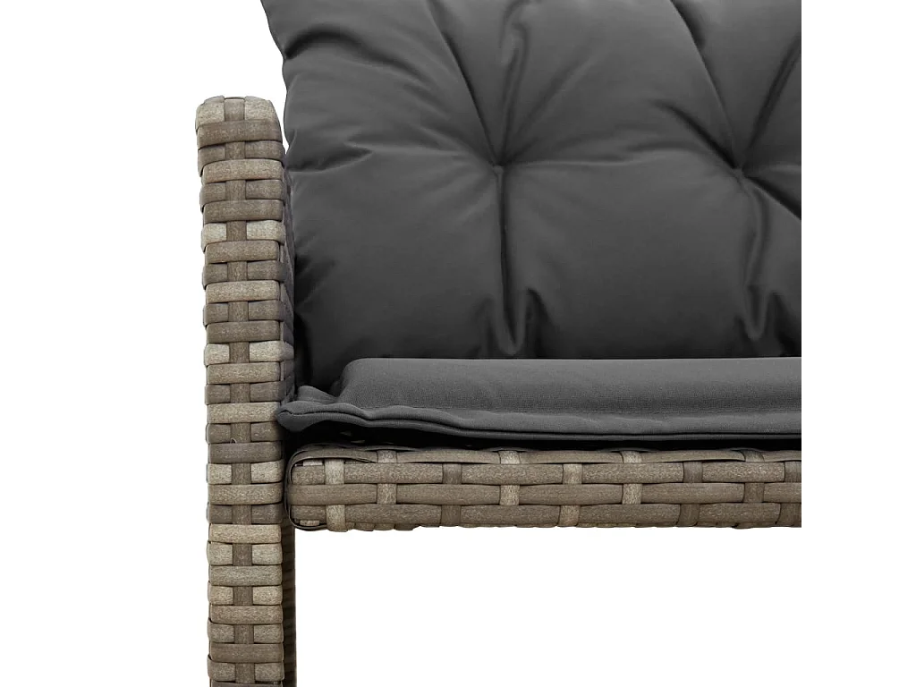 Canapé de jardin avec table et coussins en forme de L gris