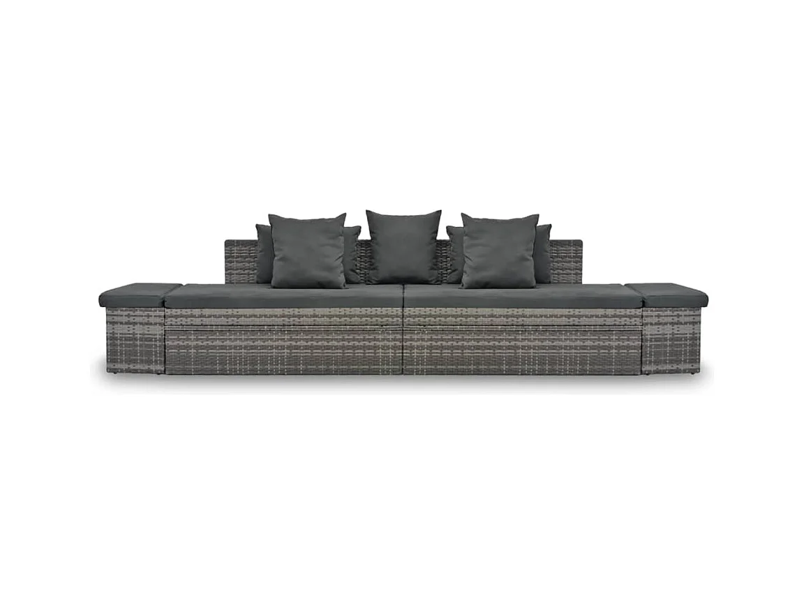 Salon de jardin 4 pcs avec coussins Résine tressée Gris
