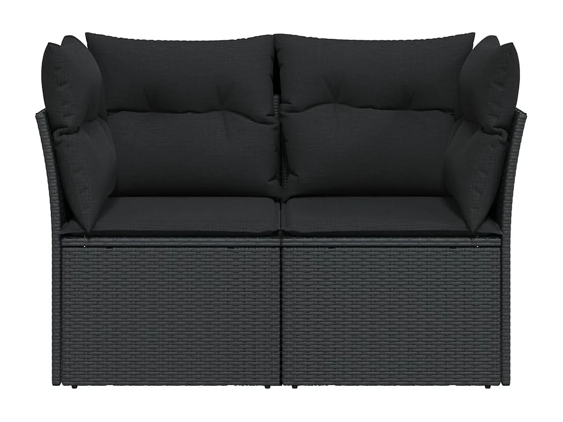 Tuinbank met 2-zitskussens, zwart geweven hars