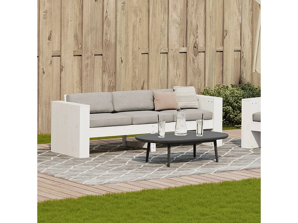 Divano da giardino a 3 posti bianco 189x60x62 cm in legno di pino massiccio