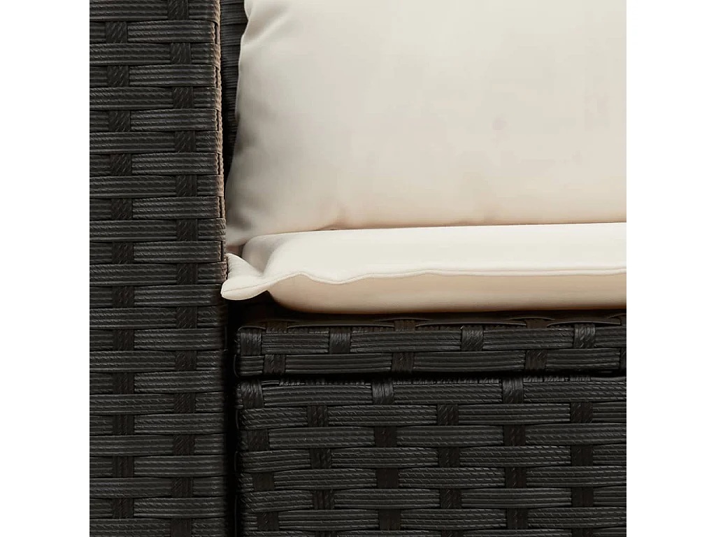 Gartensofa mit 2-Sitzer-Kissen, schwarzes Kunstharzgeflecht