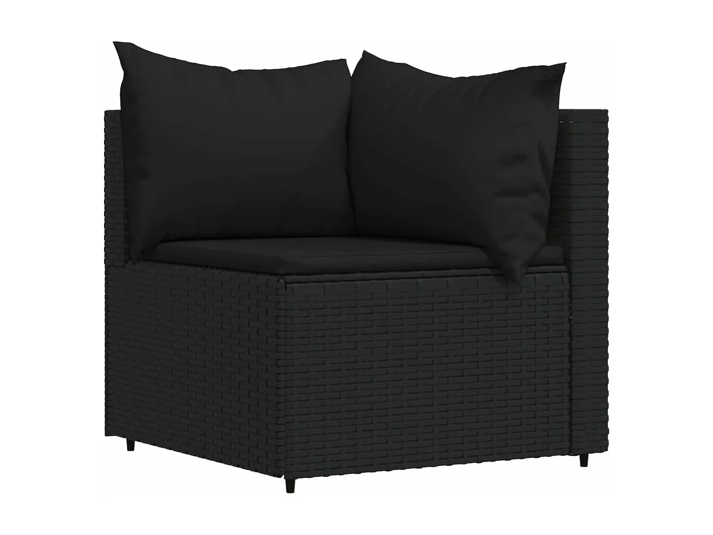 Salon de jardin 4 pcs avec coussins Noir Résine tressée