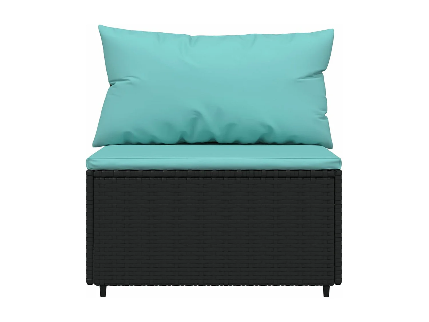 Salon de jardin 4 pcs avec coussins Noir Résine tressée