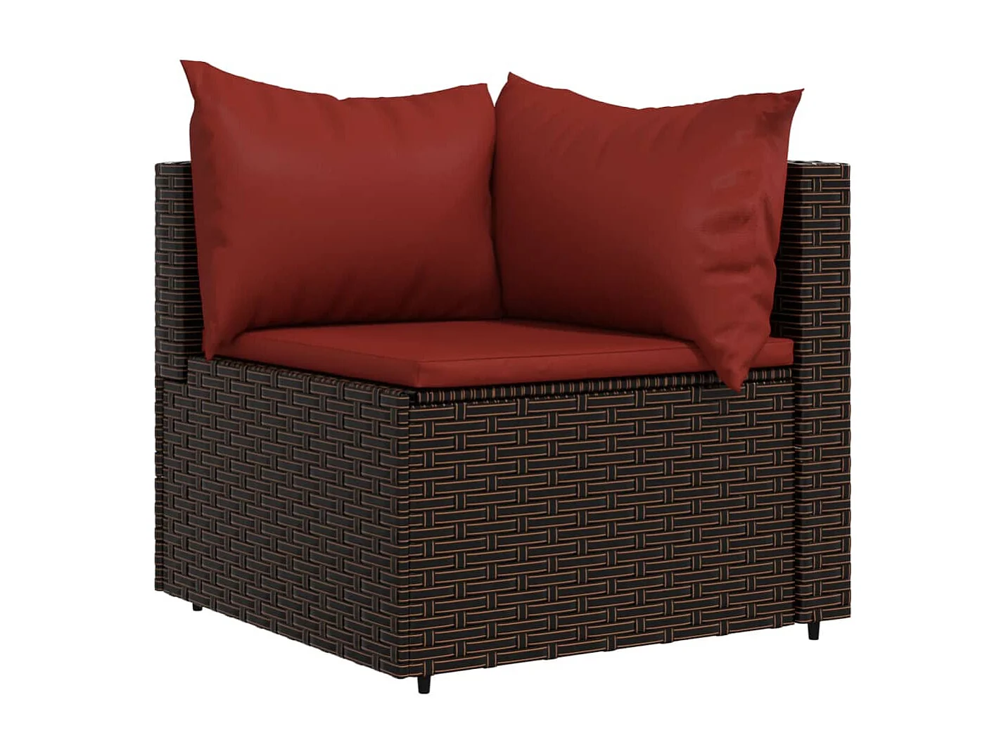 Muebles de jardín de 4 piezas con cojines marrones de mimbre de resina.