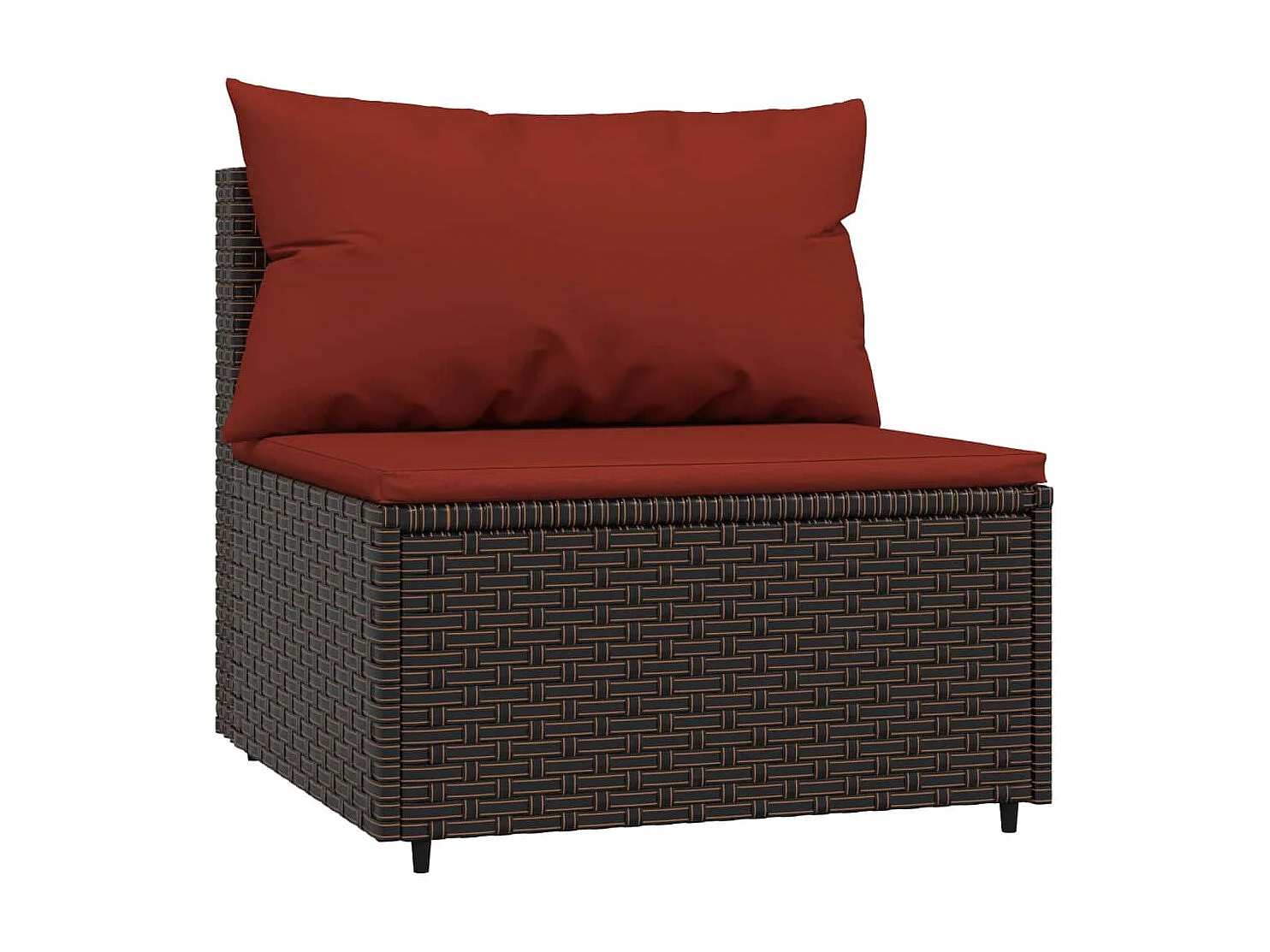 Muebles de jardín de 4 piezas con cojines marrones de mimbre de resina.