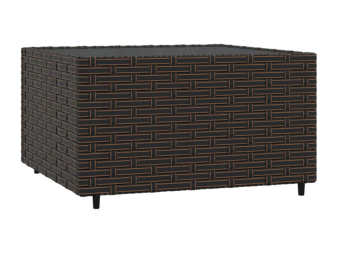 Muebles de jardín de 4 piezas con cojines marrones de mimbre de resina.