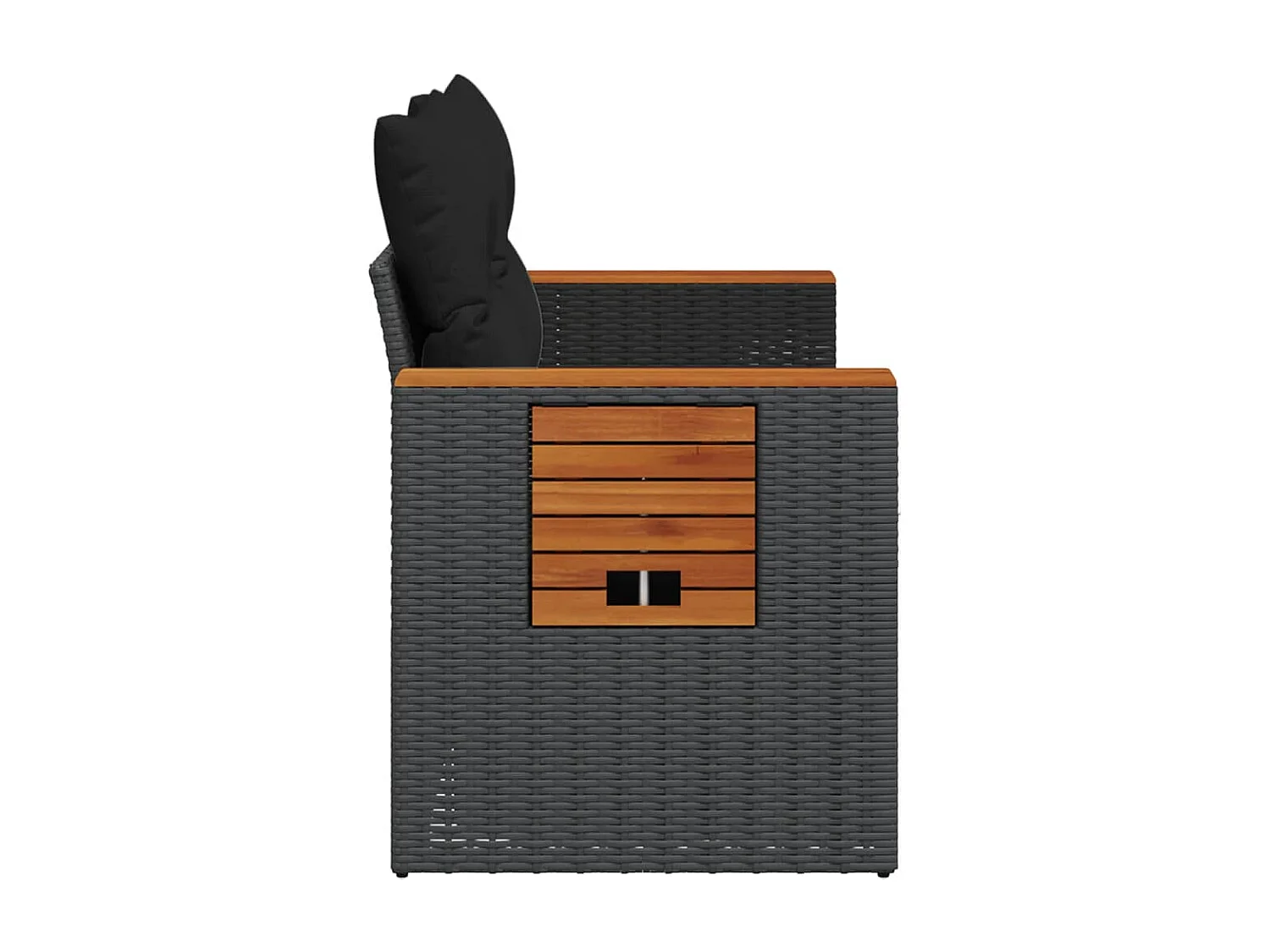 Tuinbank met 2-zitskussens, zwart geweven hars