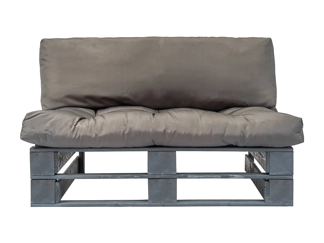 Canapé de jardin palette avec coussins gris Pinède
