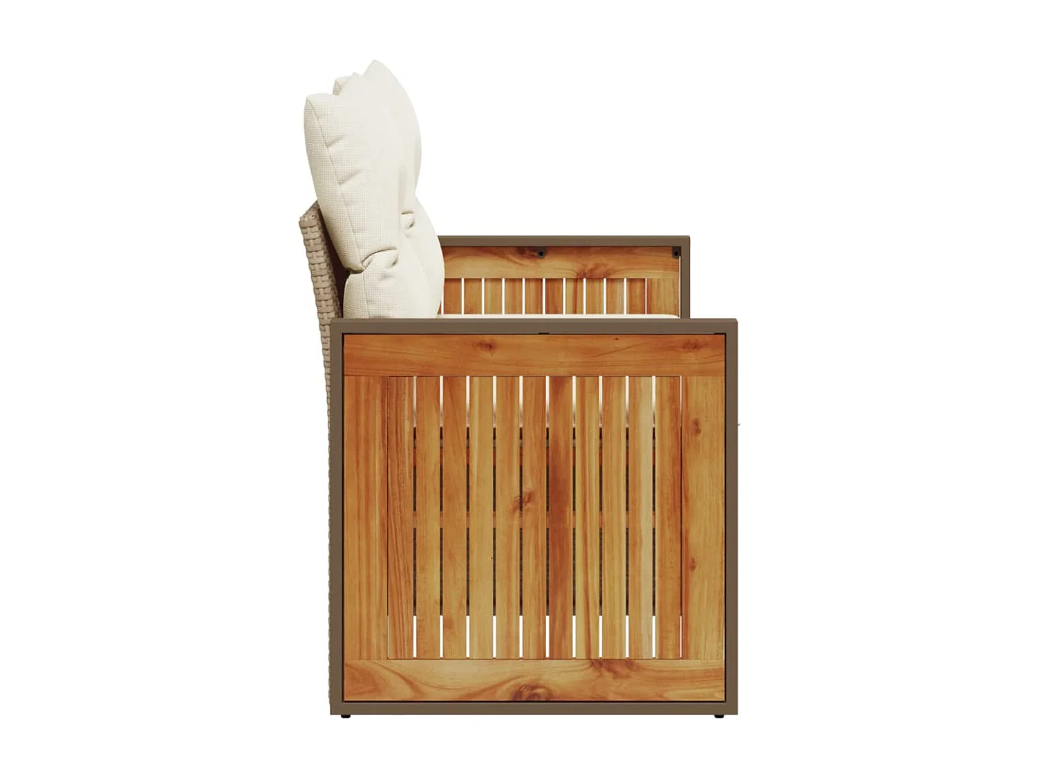 Gartensofa mit 2-Sitzer-Kissen aus beigem Kunstharzgeflecht