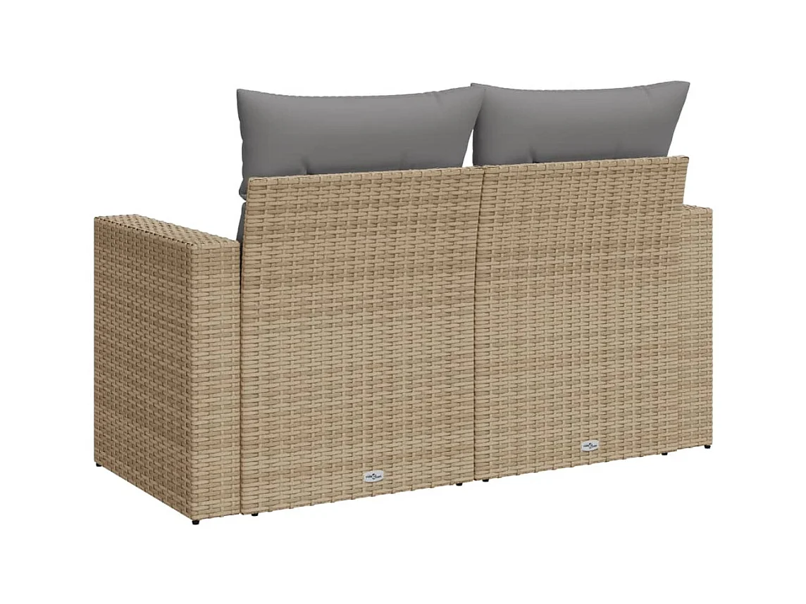 Canapé de jardin avec coussins 2 places beige résine tressée