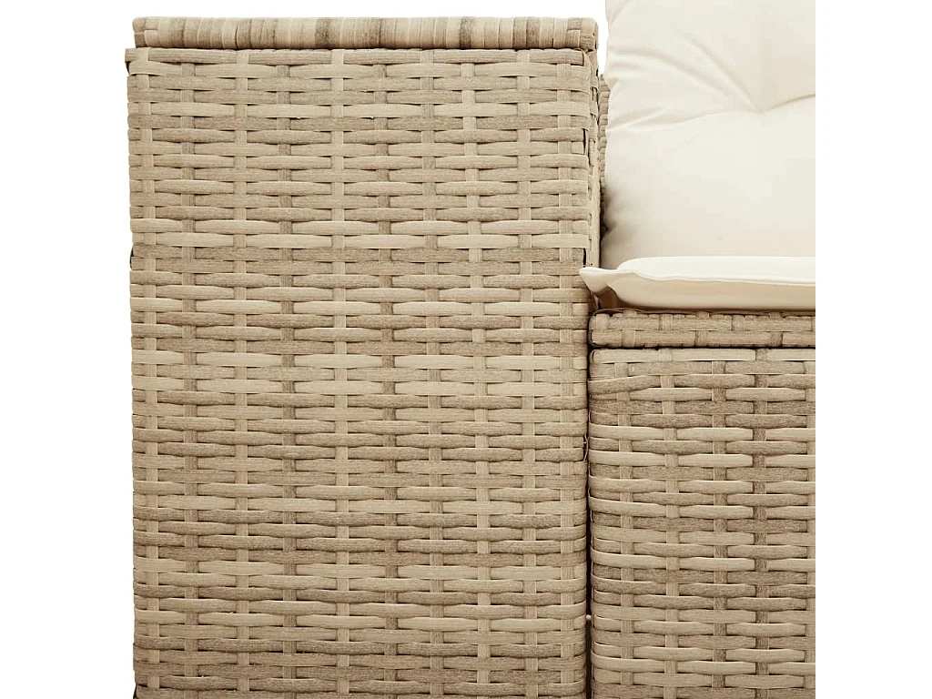 Gartensofa mit 2-Sitzer-Kissen aus beigem Kunstharzgeflecht