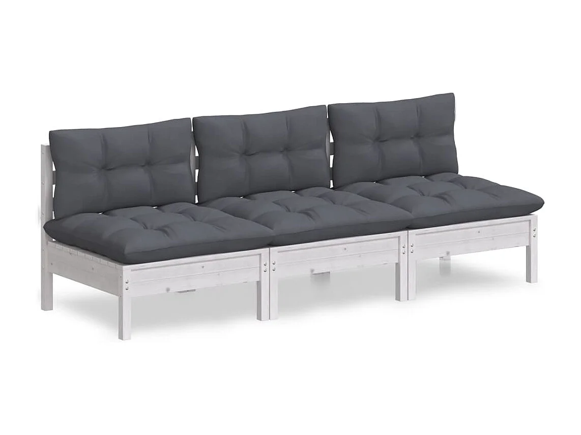 3-zits tuinbank met antraciet kussens Grenenhout