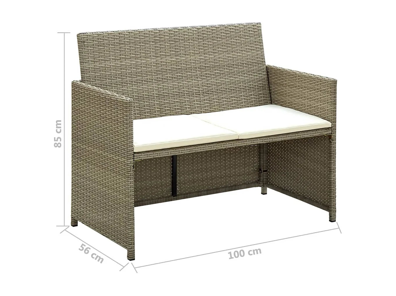 Canapé de jardin à 2 places avec coussins Beige Résine tressée