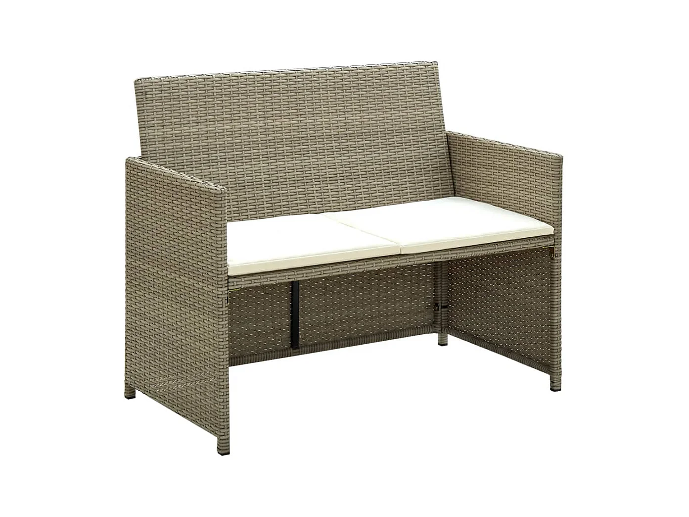 Canapé de jardin à 2 places avec coussins Beige Résine tressée