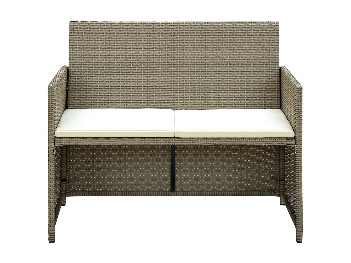 Canapé de jardin à 2 places avec coussins Beige Résine tressée