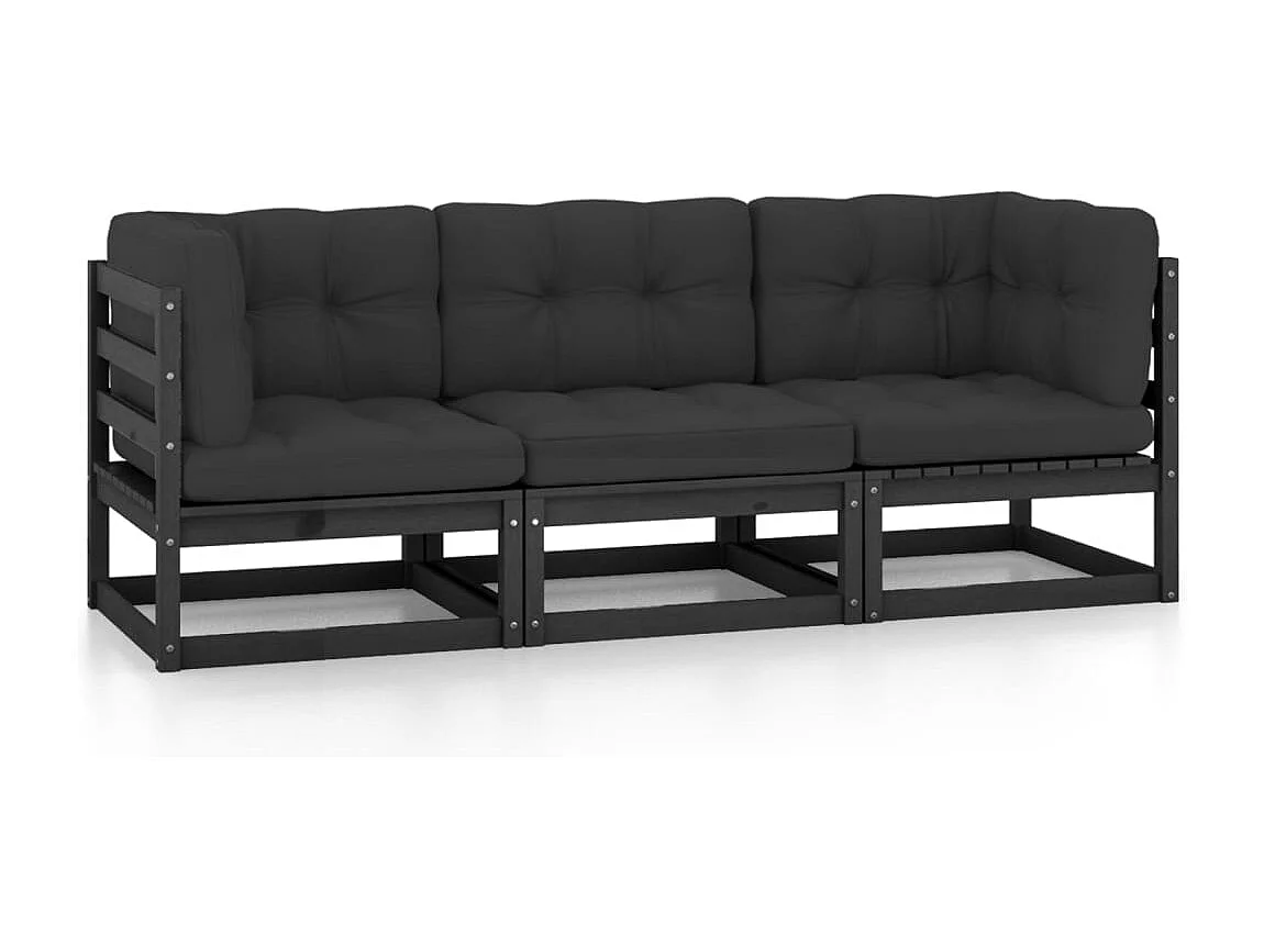 Divano da giardino a 3 posti con cuscini Legno di pino massiccio