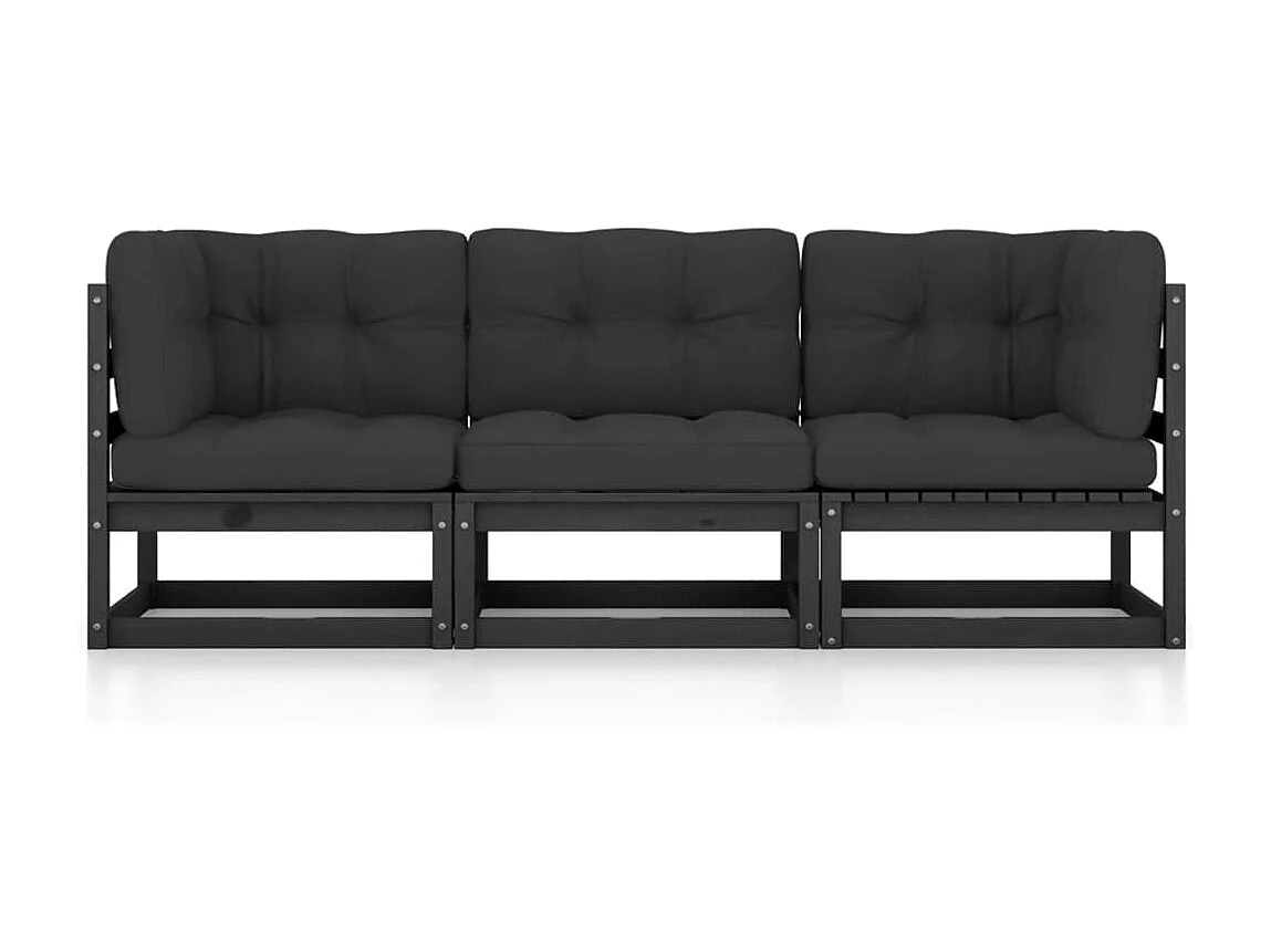 Divano da giardino a 3 posti con cuscini Legno di pino massiccio