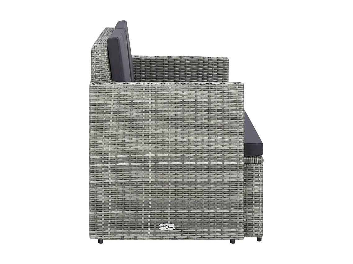 Sofá de jardim de 2 lugares com almofadas cinza Vime resinado