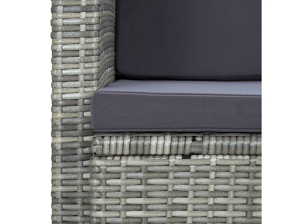 Sofá de jardim de 2 lugares com almofadas cinza Vime resinado