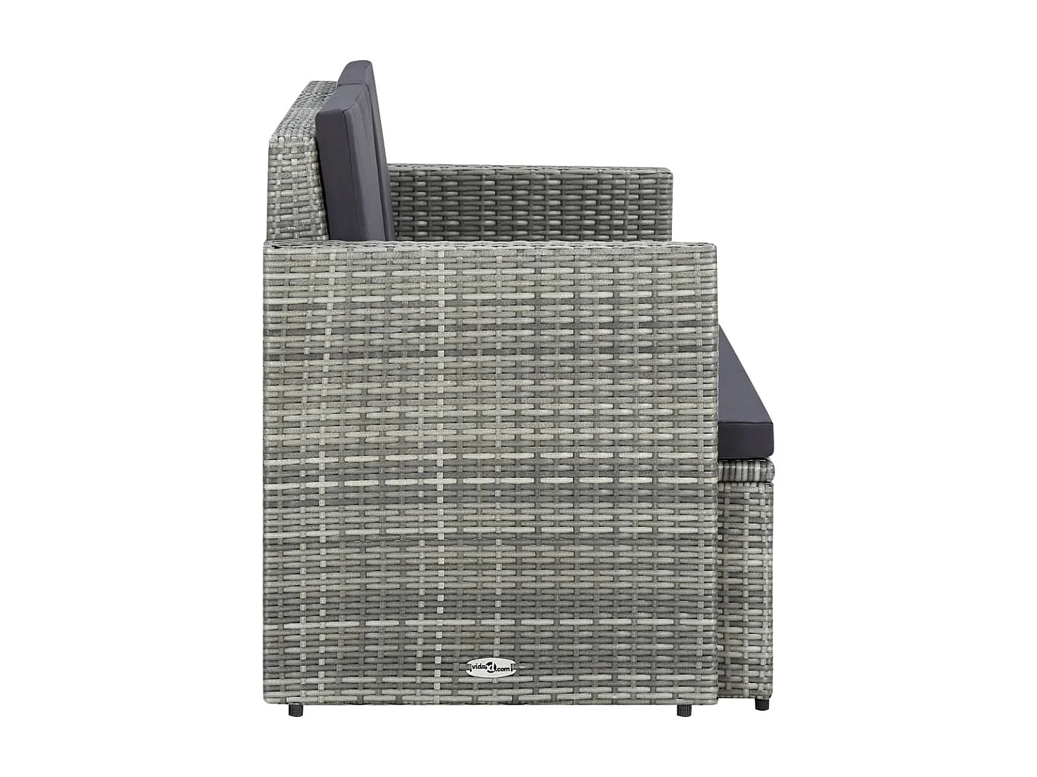 Canapé de jardin à 2 places avec coussins Gris Résine tressée