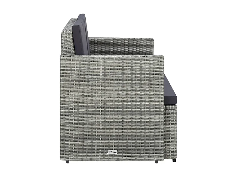 Canapé de jardin à 2 places avec coussins Gris Résine tressée