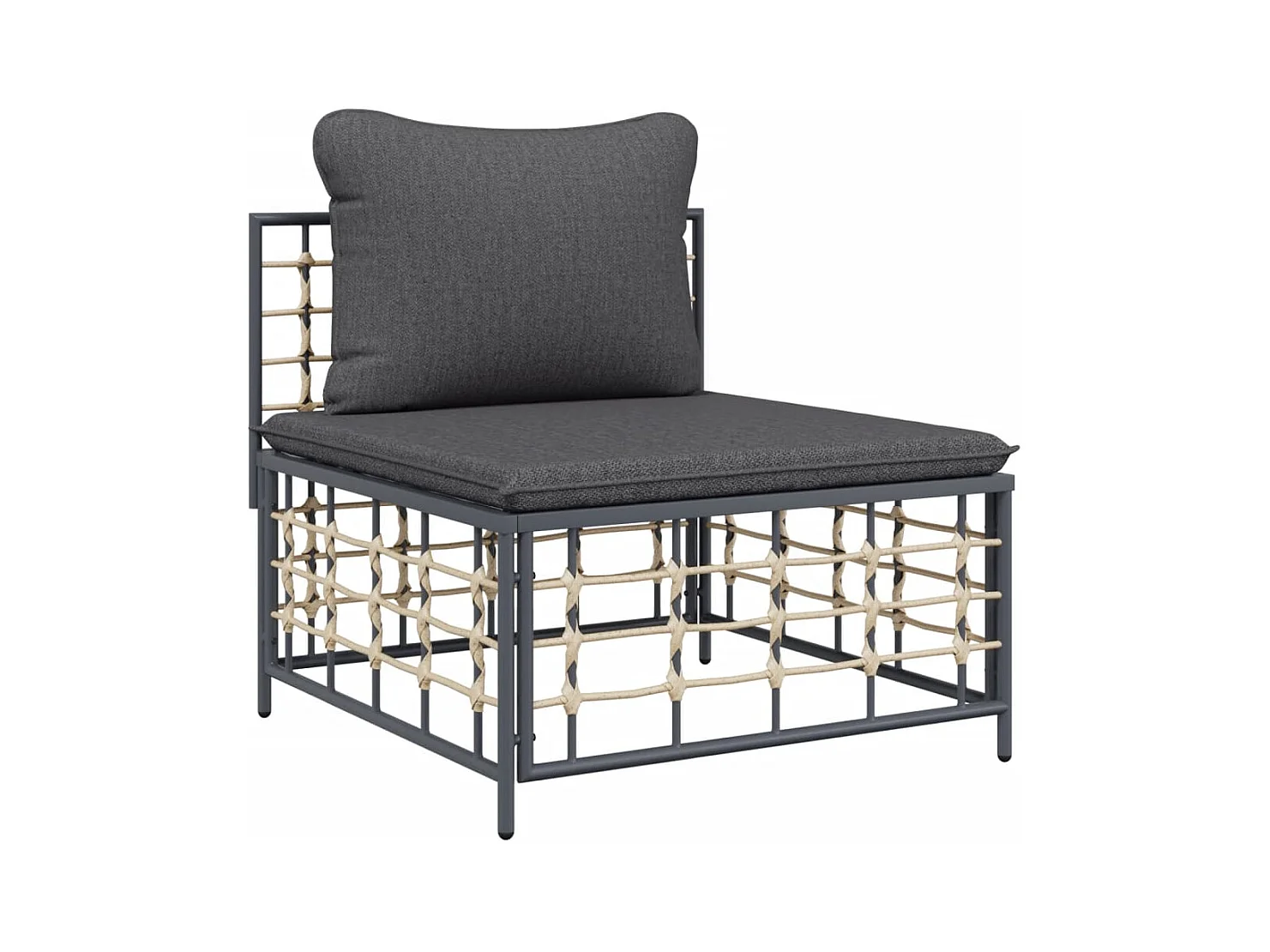 Salon de jardin 4 pcs avec coussins anthracite résine tressée