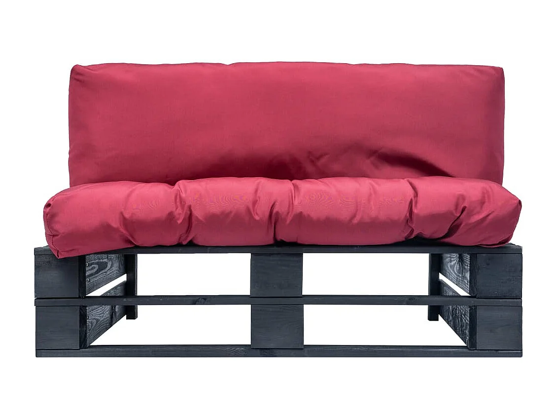 Canapé de jardin palette avec coussins rouge Pinède