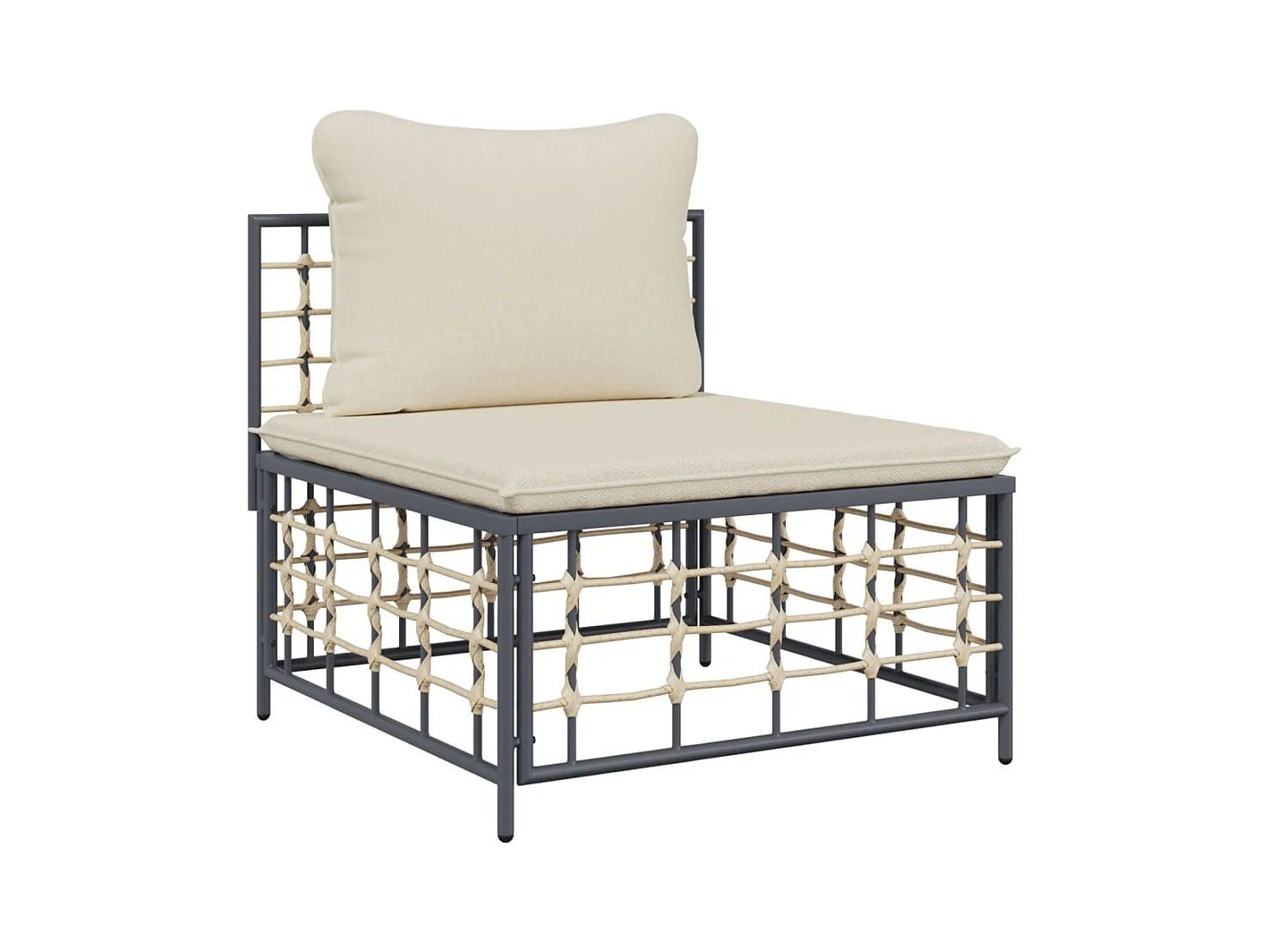 Salon de jardin 4 pcs avec coussins anthracite résine tressée