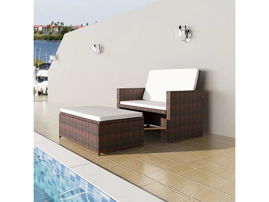 Canapé de jardin Résine tressée Marron