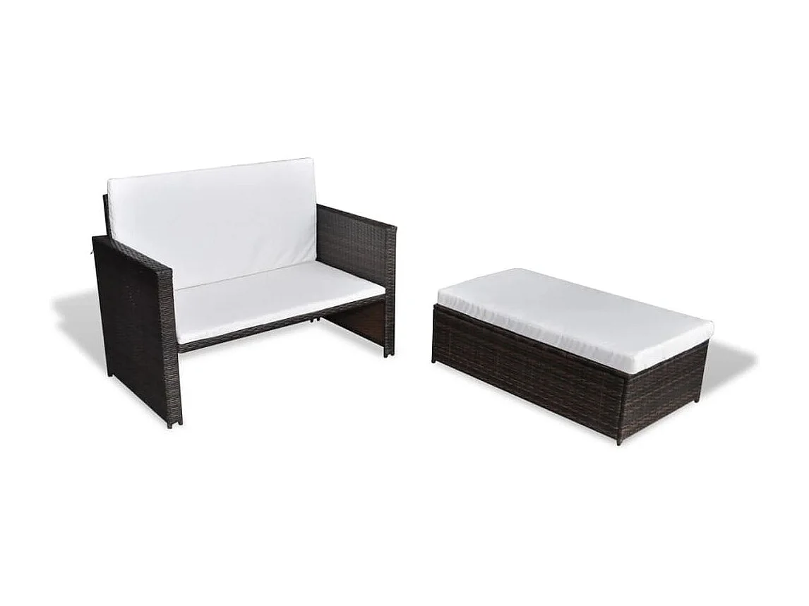 Canapé de jardin Résine tressée Marron