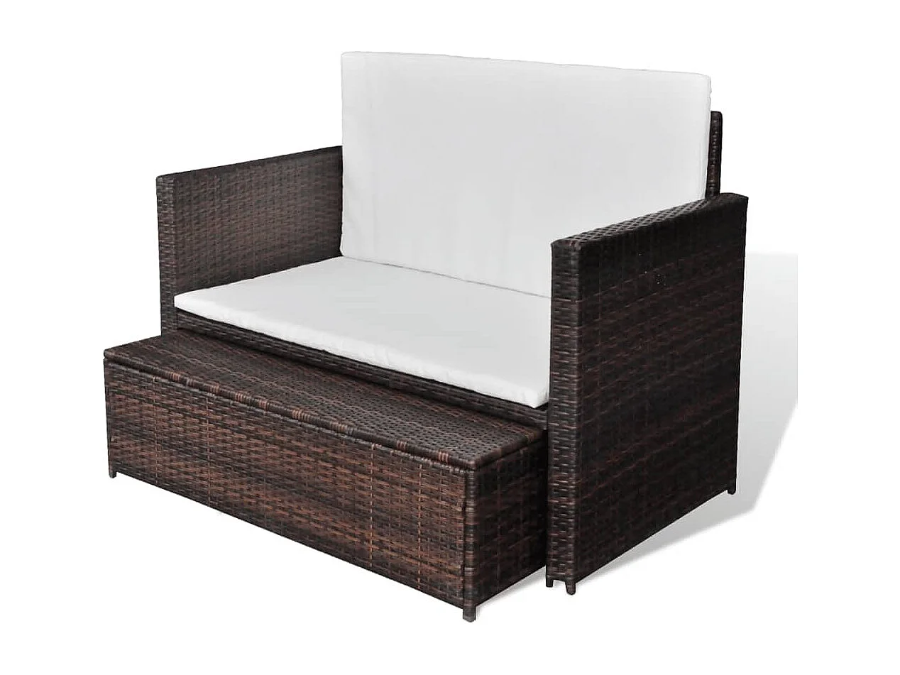 Canapé de jardin Résine tressée Marron