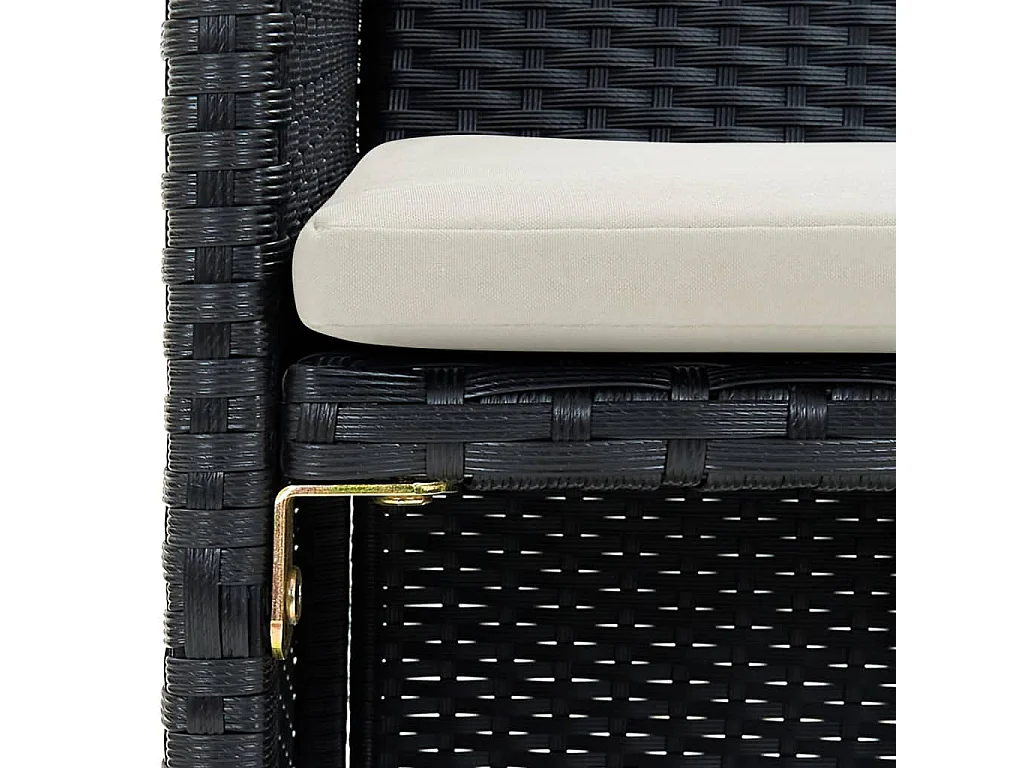 Divano da giardino a 2 posti con cuscini In resina vimini Nera