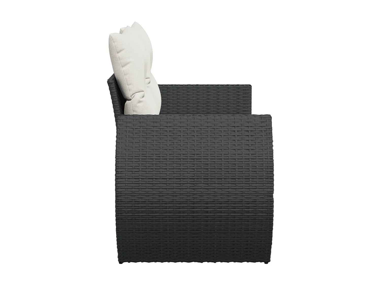 Canapé de jardin avec coussins 2 places noir résine tressée