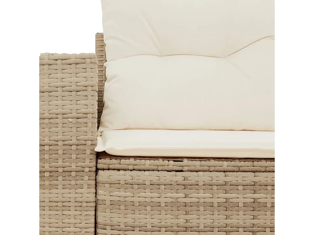 Canapé de jardin avec coussins 2 places beige résine tressée