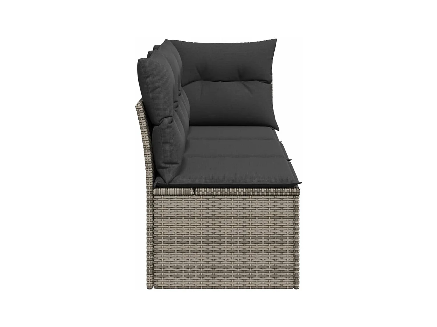 Canapé de jardin avec coussins 3 places gris résine tressée
