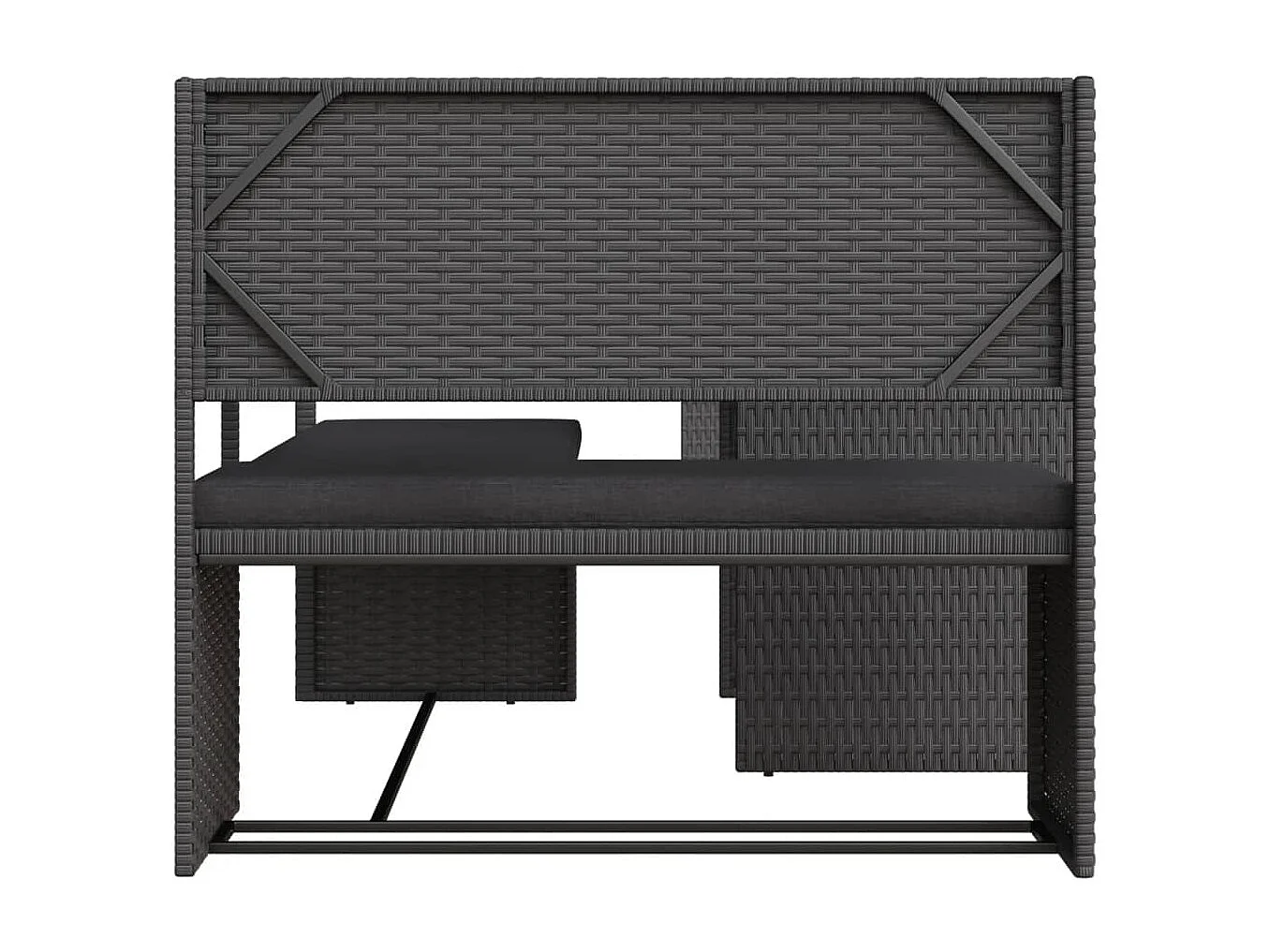 Canapé de jardin avec table et coussins en forme de L noir