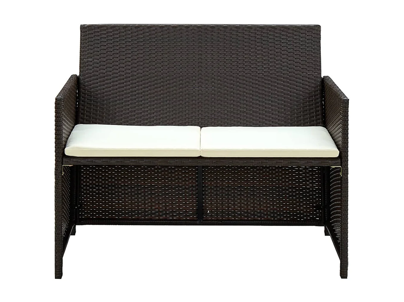 Divano da giardino a 2 posti con cuscini marroni Vimini in resina