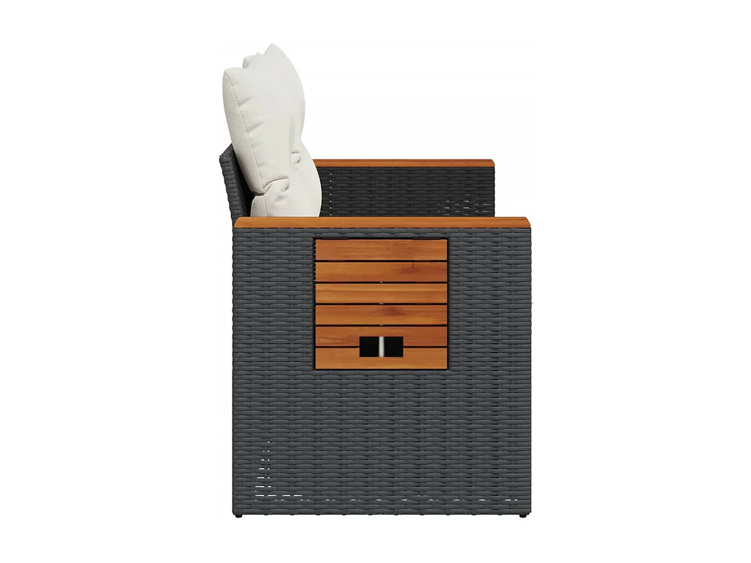 Gartensofa mit 2-Sitzer-Kissen, schwarzes Kunstharzgeflecht