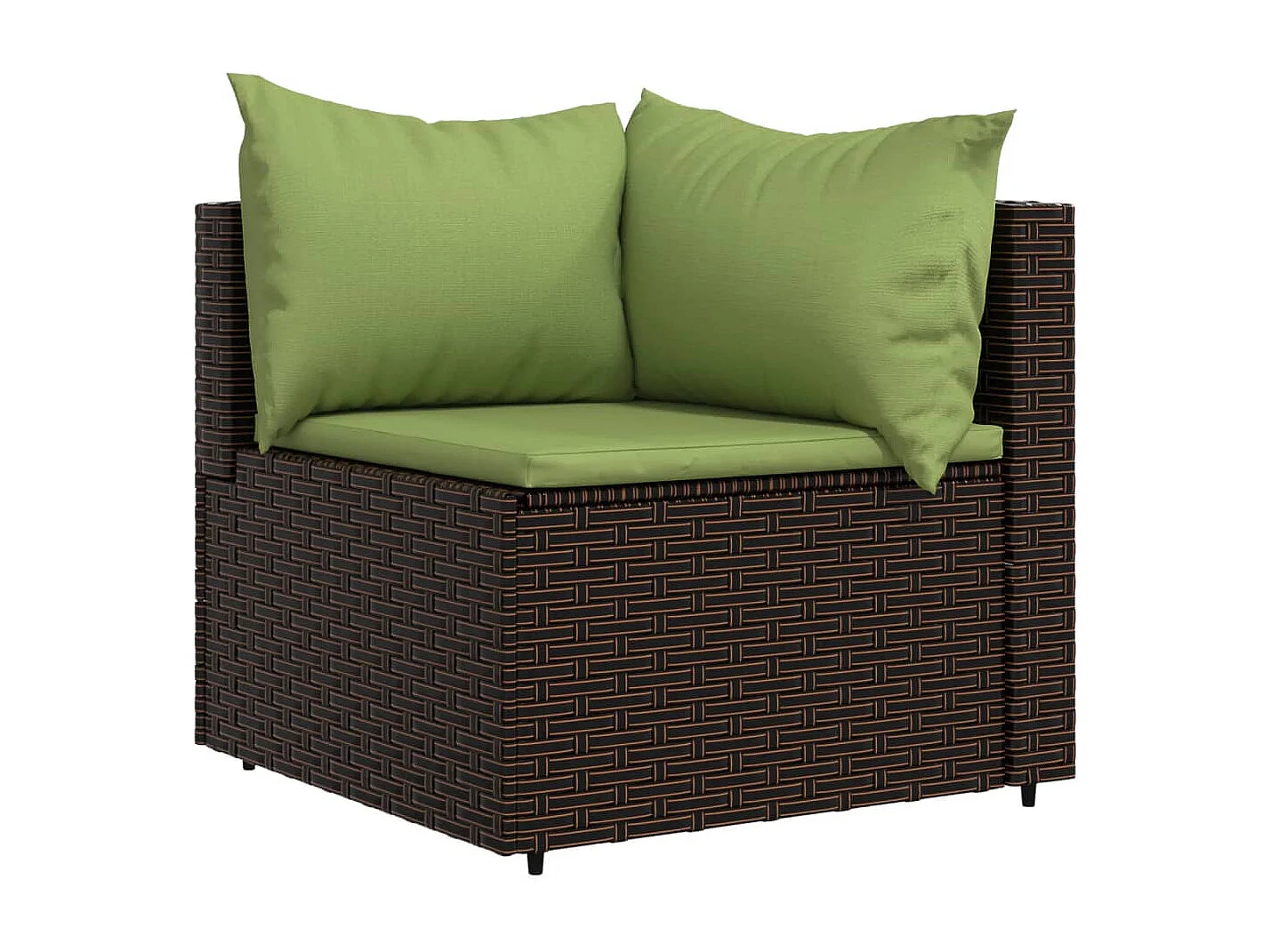 Mobili da giardino 3 pezzi con cuscini in resina intrecciata marrone