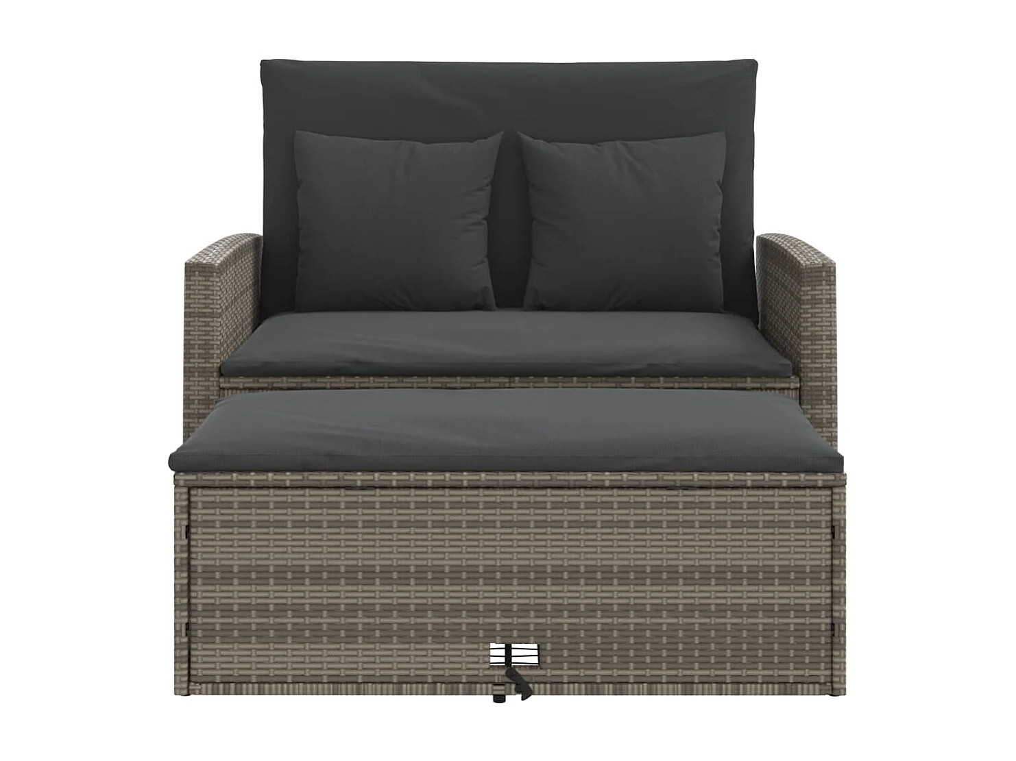 2-zits tuinbank met grijze geweven harskussens