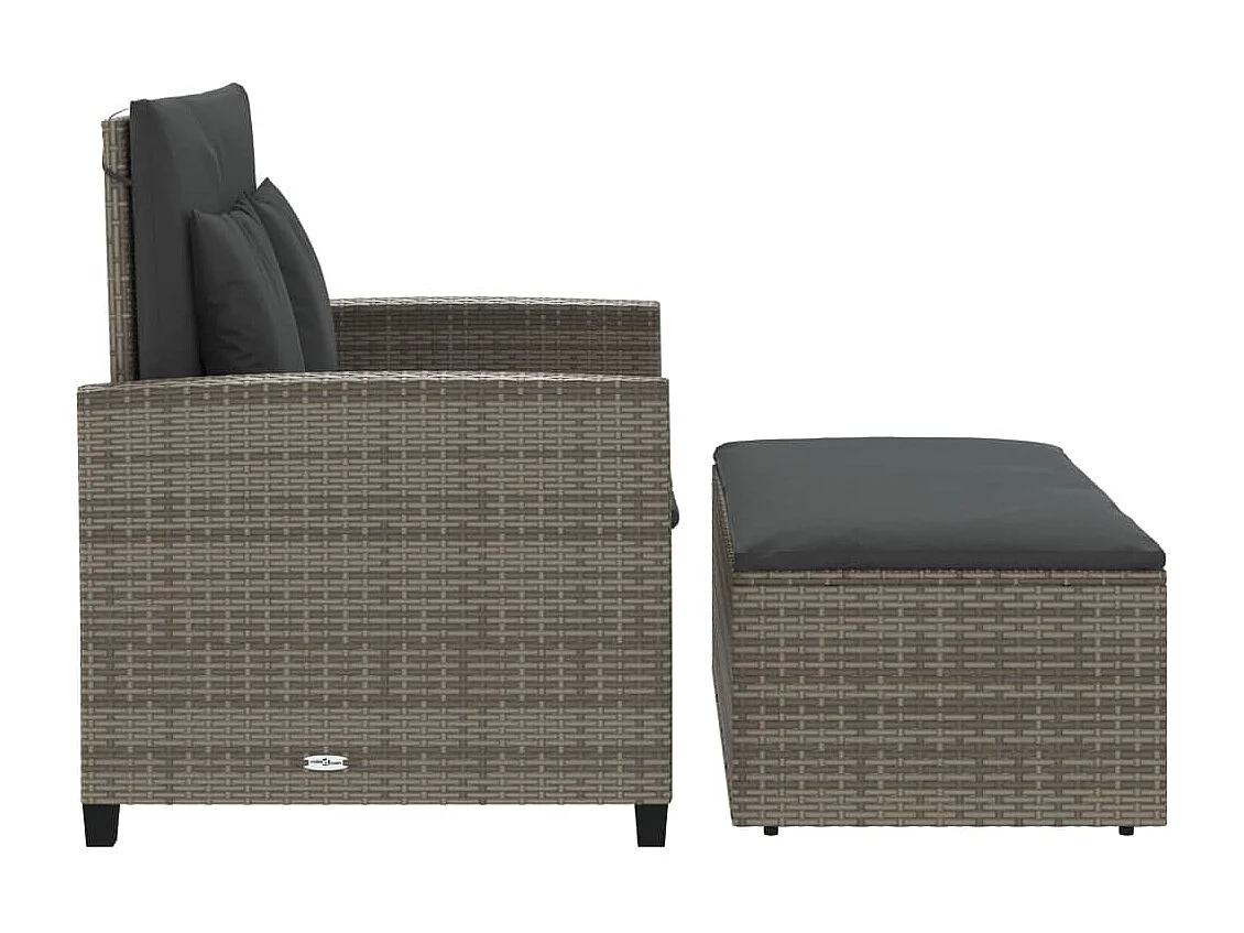 2-zits tuinbank met grijze geweven harskussens