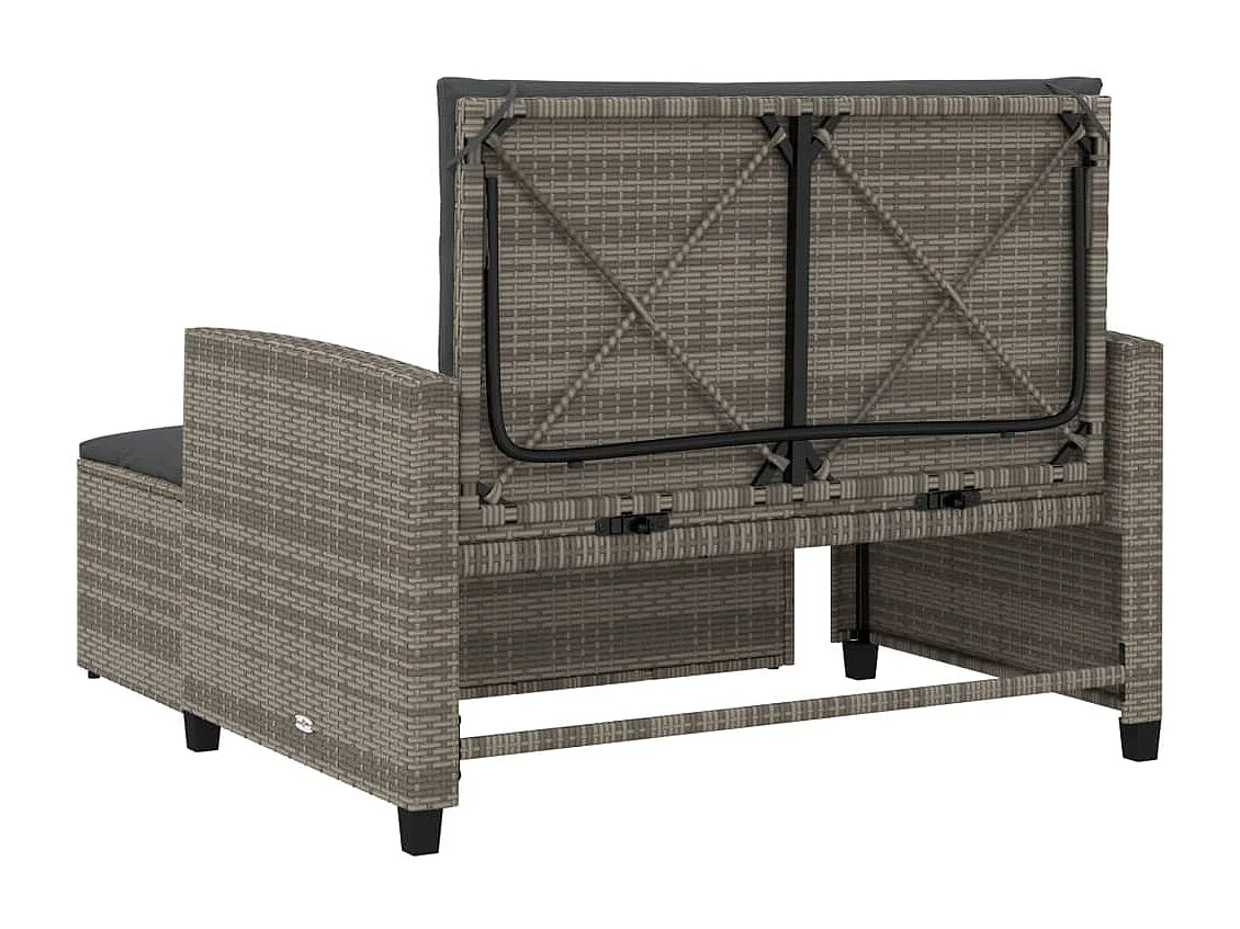 Canapé de jardin 2 places avec coussins gris résine tressée