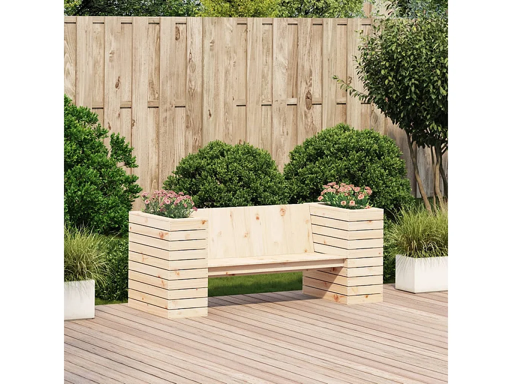 Banco com floreiras 167,5x60x65 cm em madeira maciça de pinho