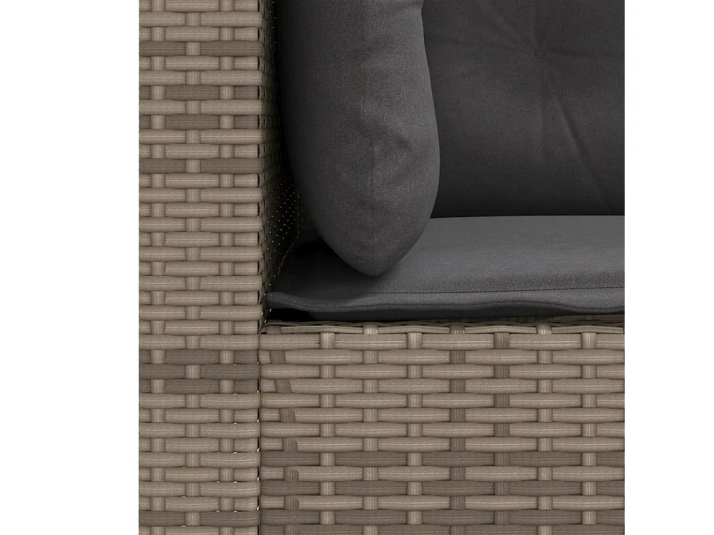 Gartensofa mit 3-Sitzer-Kissen aus grauem Kunstharzgeflecht