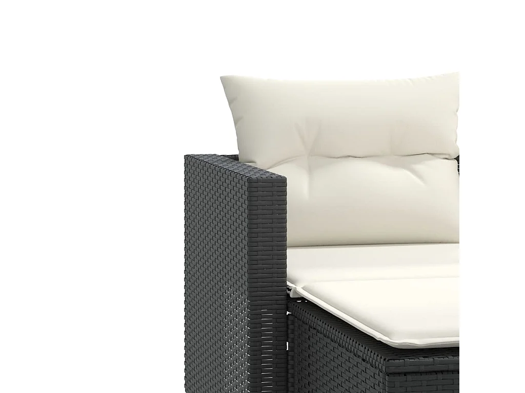 Divano da giardino a 2 posti con sgabelli in resina intrecciata nera